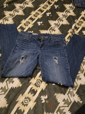 KUT Catherines Distressed Mid-Blue Skinny Jeans